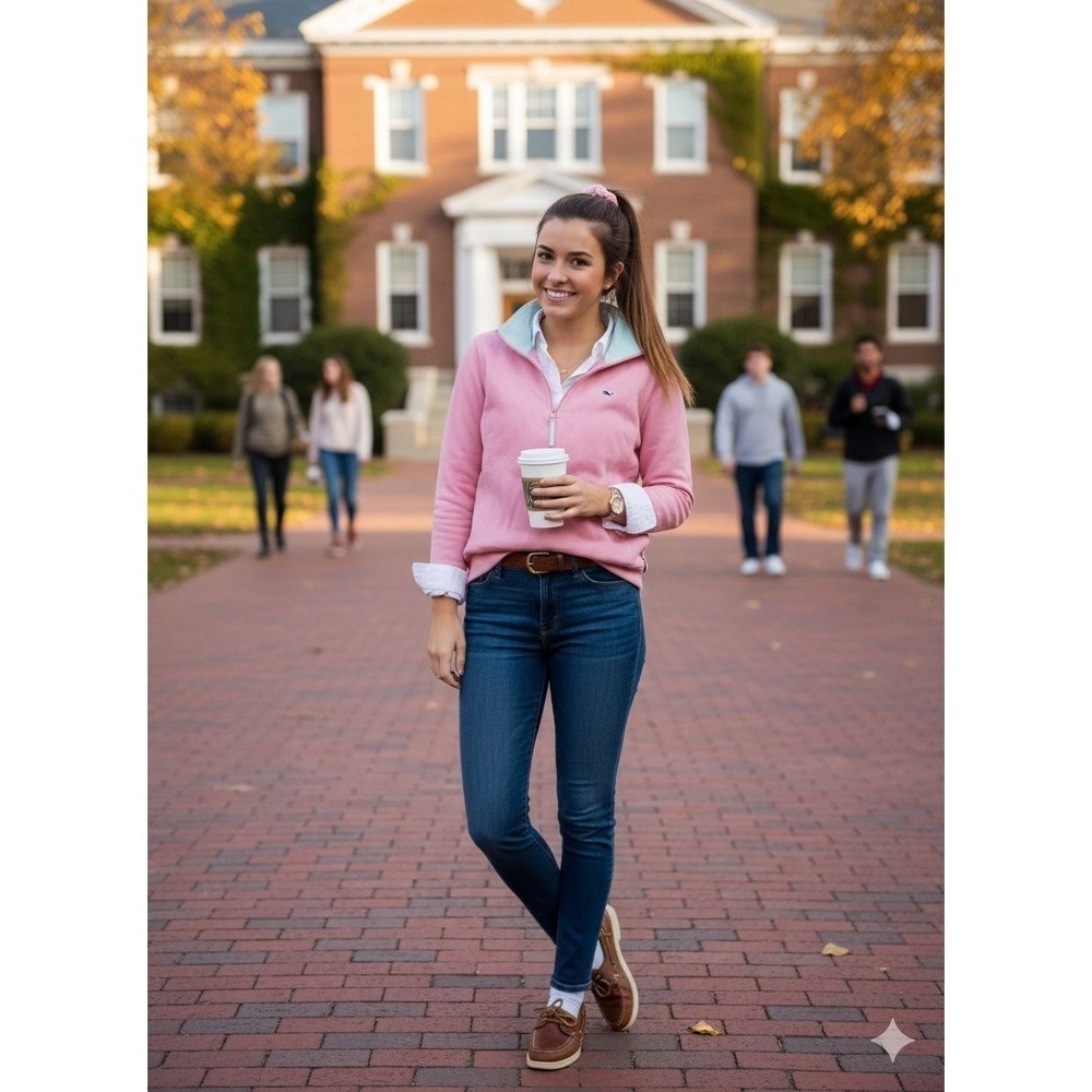 Vineyard Vines Pink Shep Shirt Quarter Zip Pullover Sweatshirt 2K0395 Small